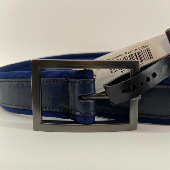 Alfani Men's Large 38-40 Belt Neoprene Cushioned 1 3/8" Wide Navy Blue NEW - Picture 3 of 4